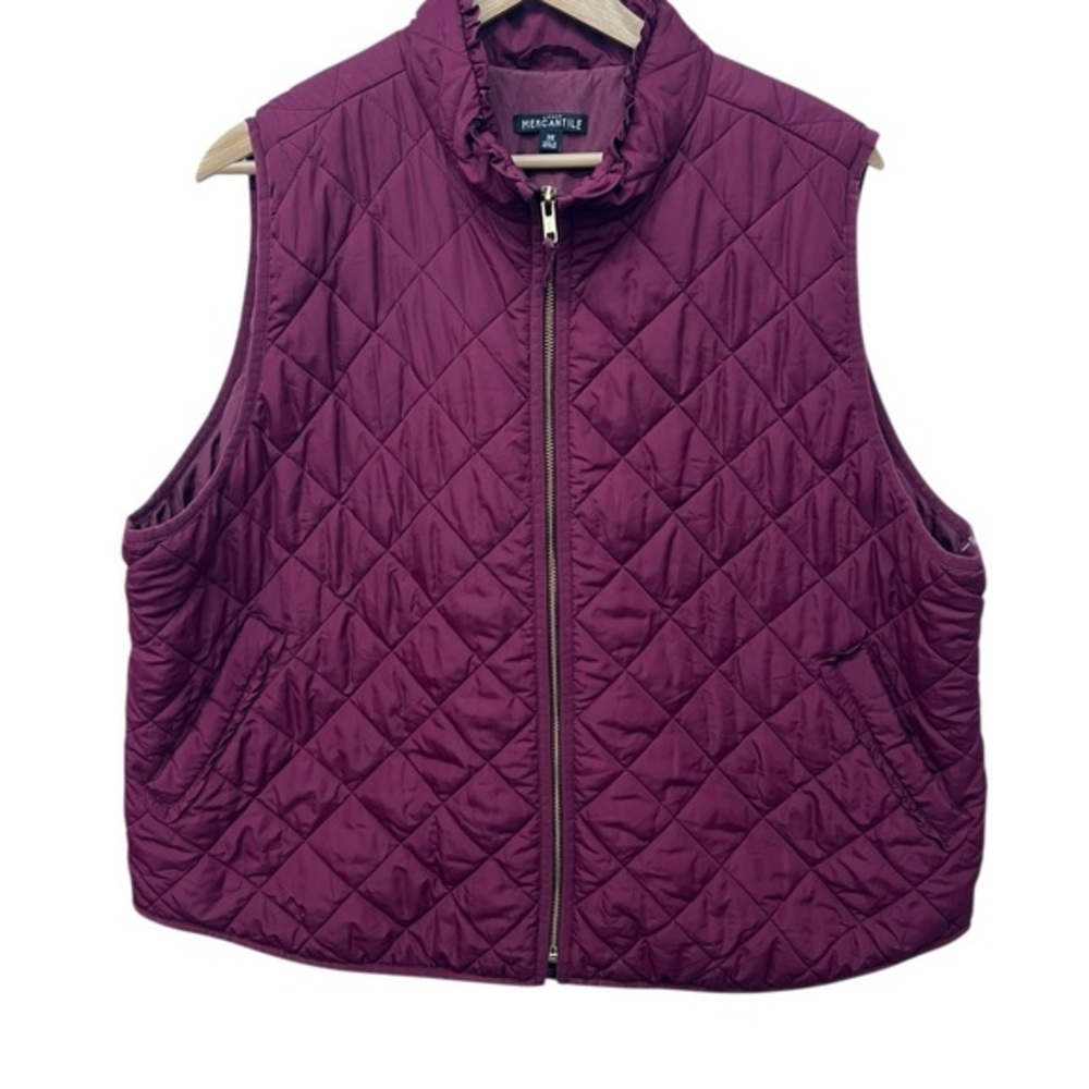 J. Crew Burgundy Quilted Vest Full Zip Plus Size 3XL